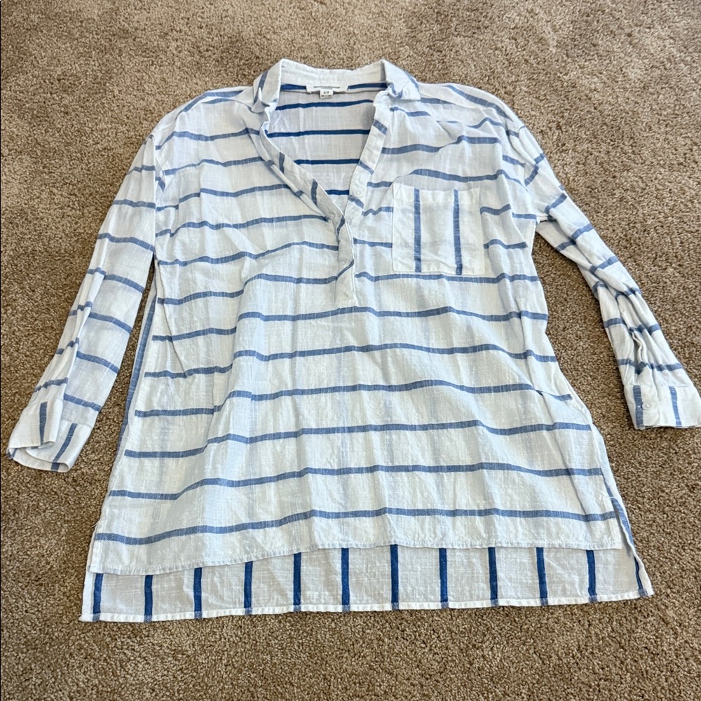 beachlunchlounge Women's Blue and White Striped Swim Coverup